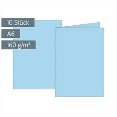 Klappkarten Universalpapier | A6, 105×150 mm, 160 g/m², hellblau, 10 Stück