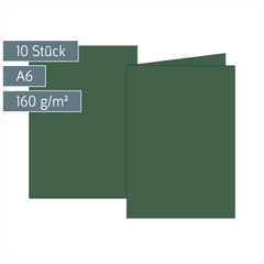 Klappkarten Universalpapier | A6, 105×150 mm, 160 g/m², moosgrün, 10 Stück
