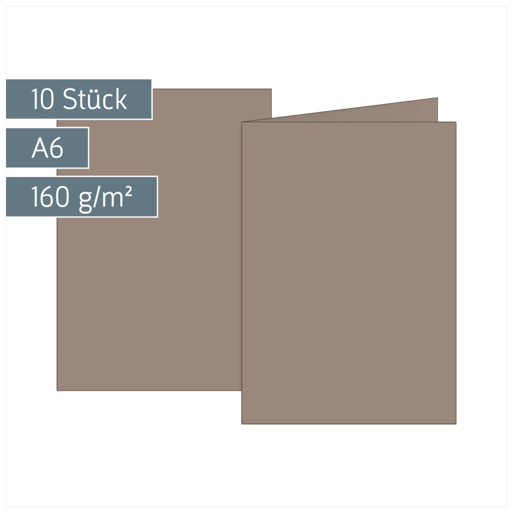 Klappkarten Universalpapier | A6, 105×150 mm, 160 g/m², taupe, 10 Stück