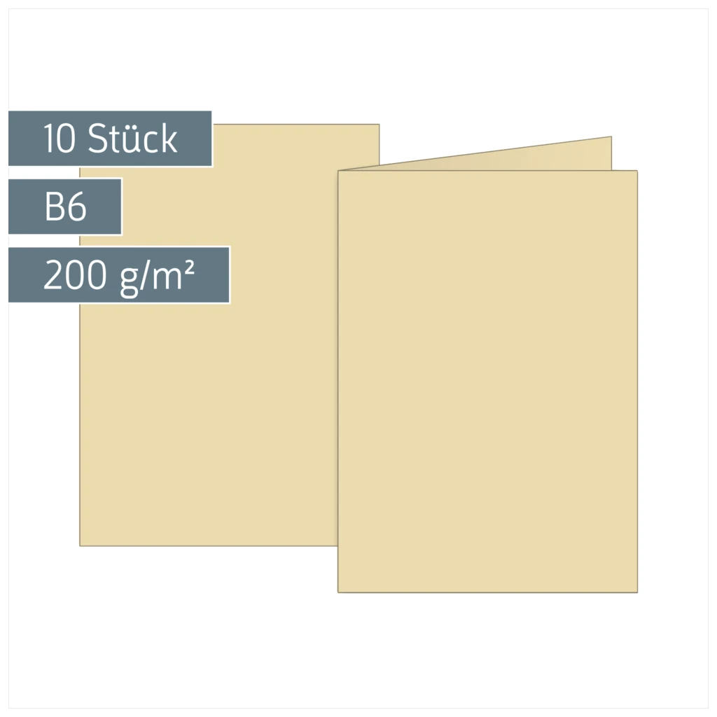 Klappkarten Universalpapier | B6, 200 g/m², chamois, 10 Stück
