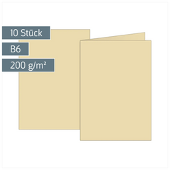 Klappkarten Universalpapier | B6, 200 g/m², chamois, 10 Stück