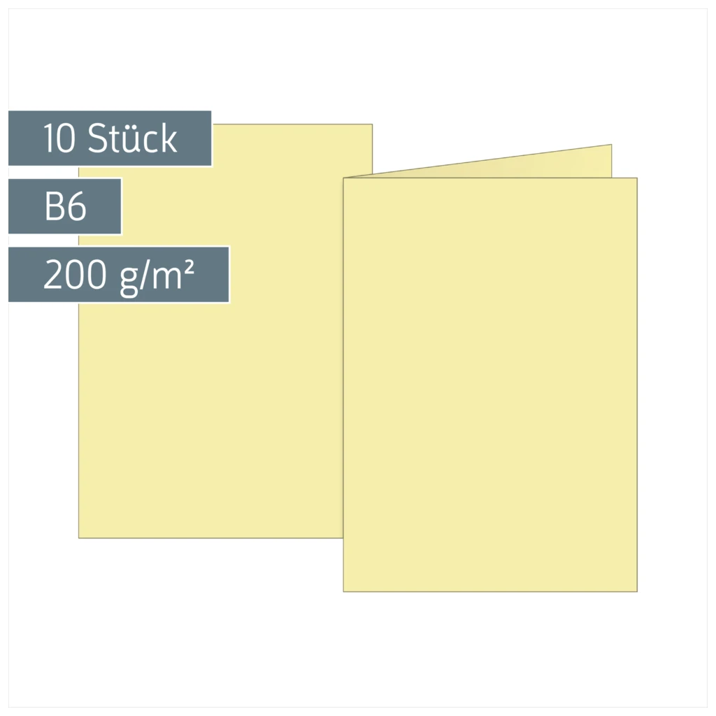 Klappkarten Universalpapier | B6, 200 g/m², hellgelb, 10 Stück