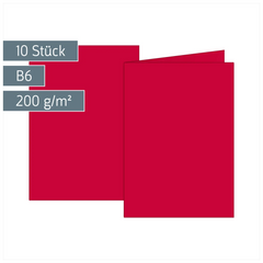 Klappkarten Universalpapier | B6, 200 g/m², mittelrot, 10 Stück