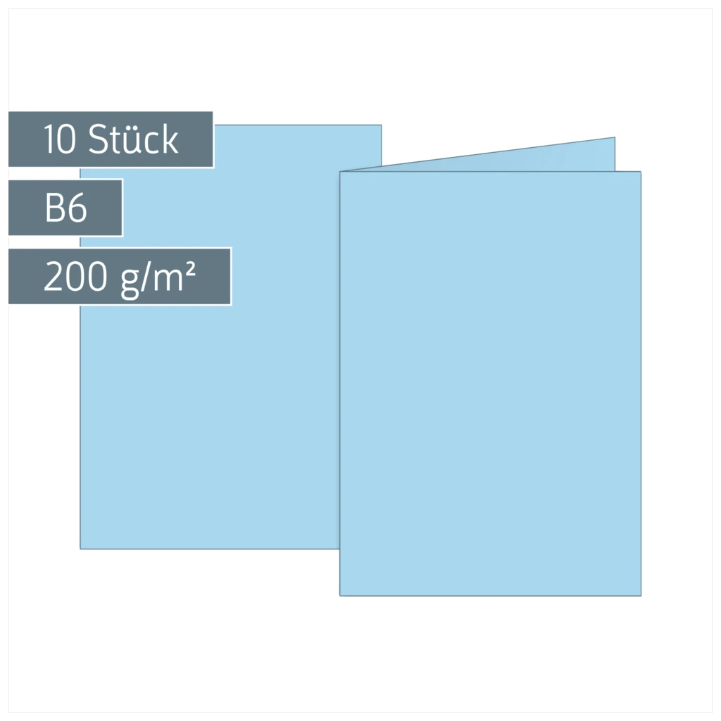 Klappkarten Universalpapier | B6, 200 g/m², hellblau, 10 Stück