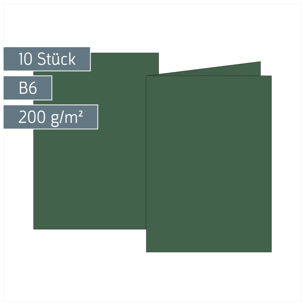Klappkarten Universalpapier | B6, 200 g/m², moosgrün, 10 Stück