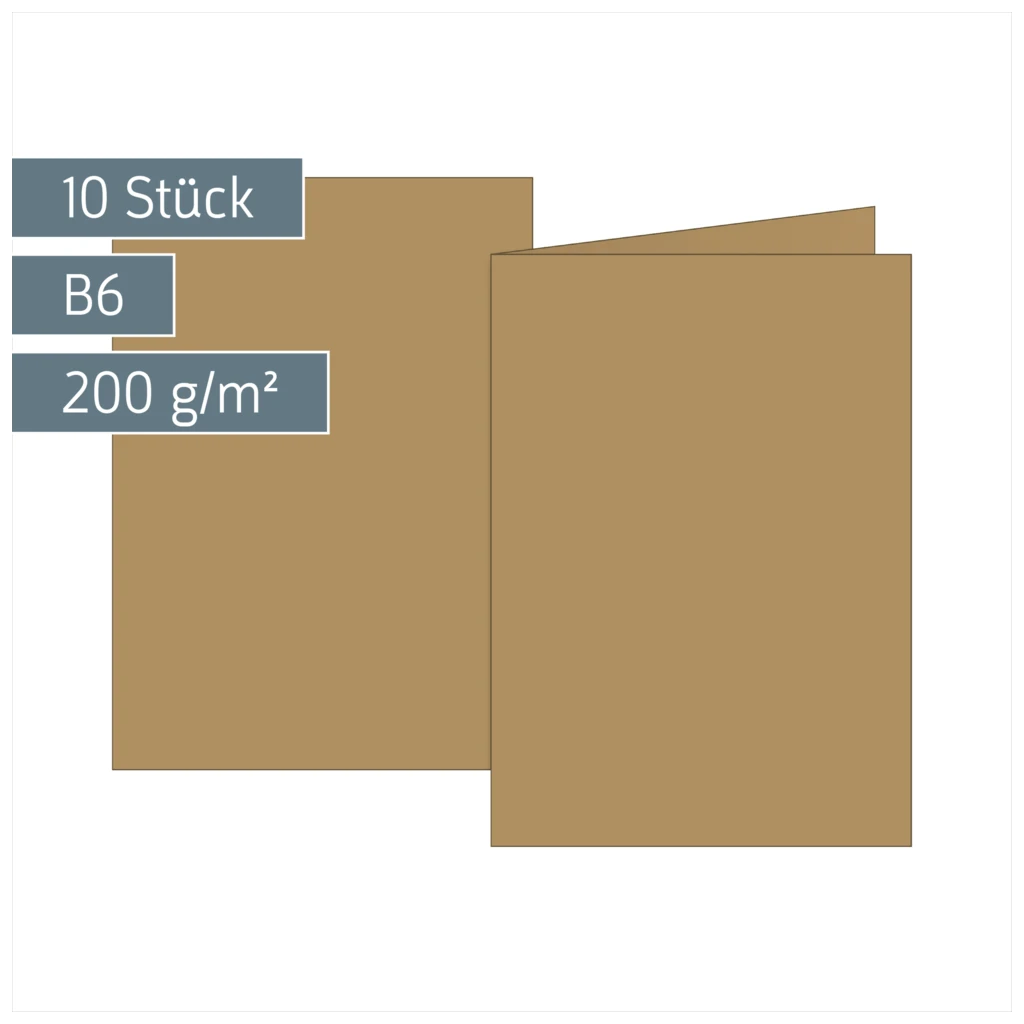 Klappkarten Universalpapier | B6, 200 g/m², sand, 10 Stück