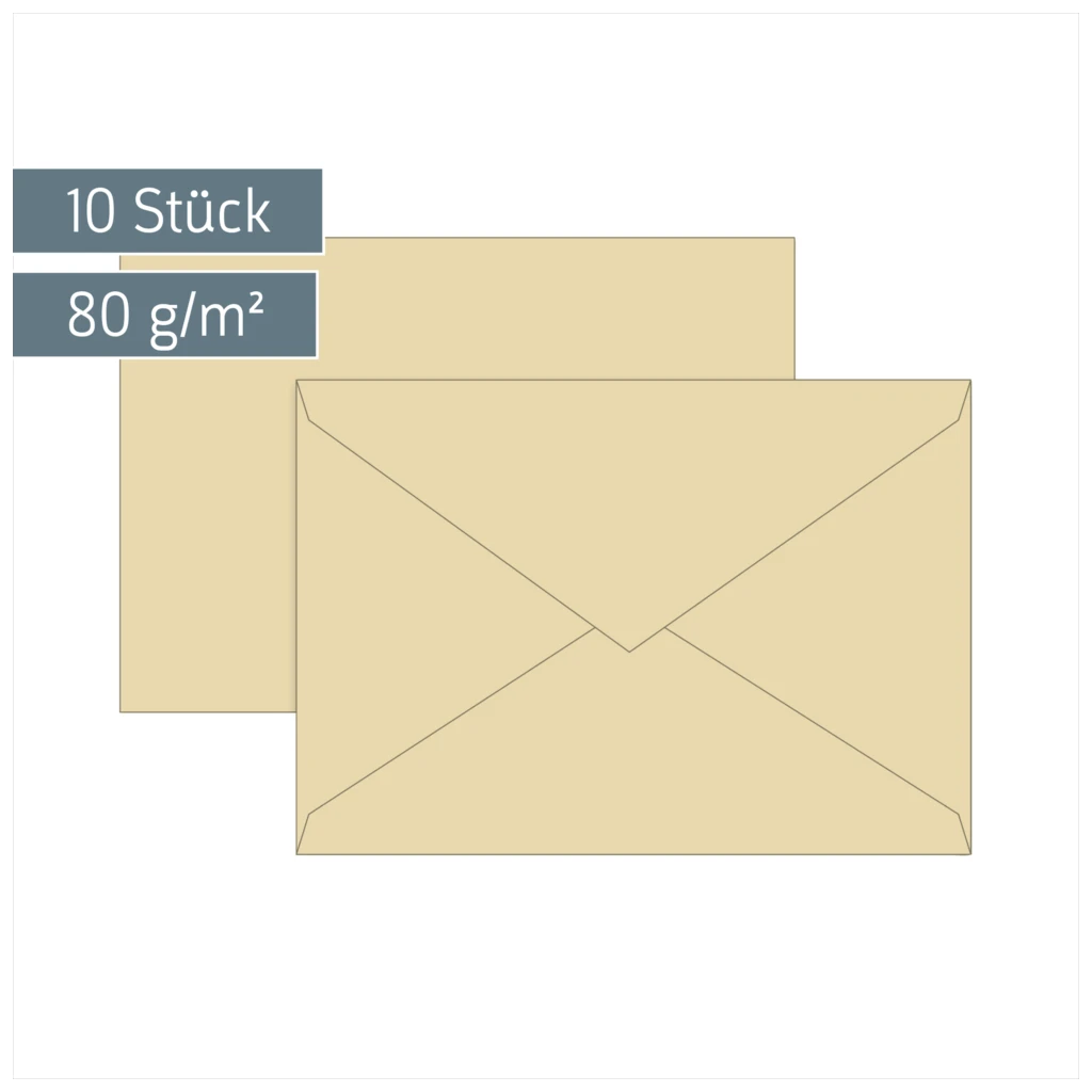 Briefumschläge Universalpapier | B6, 80 g/m², chamois, 10 Stück