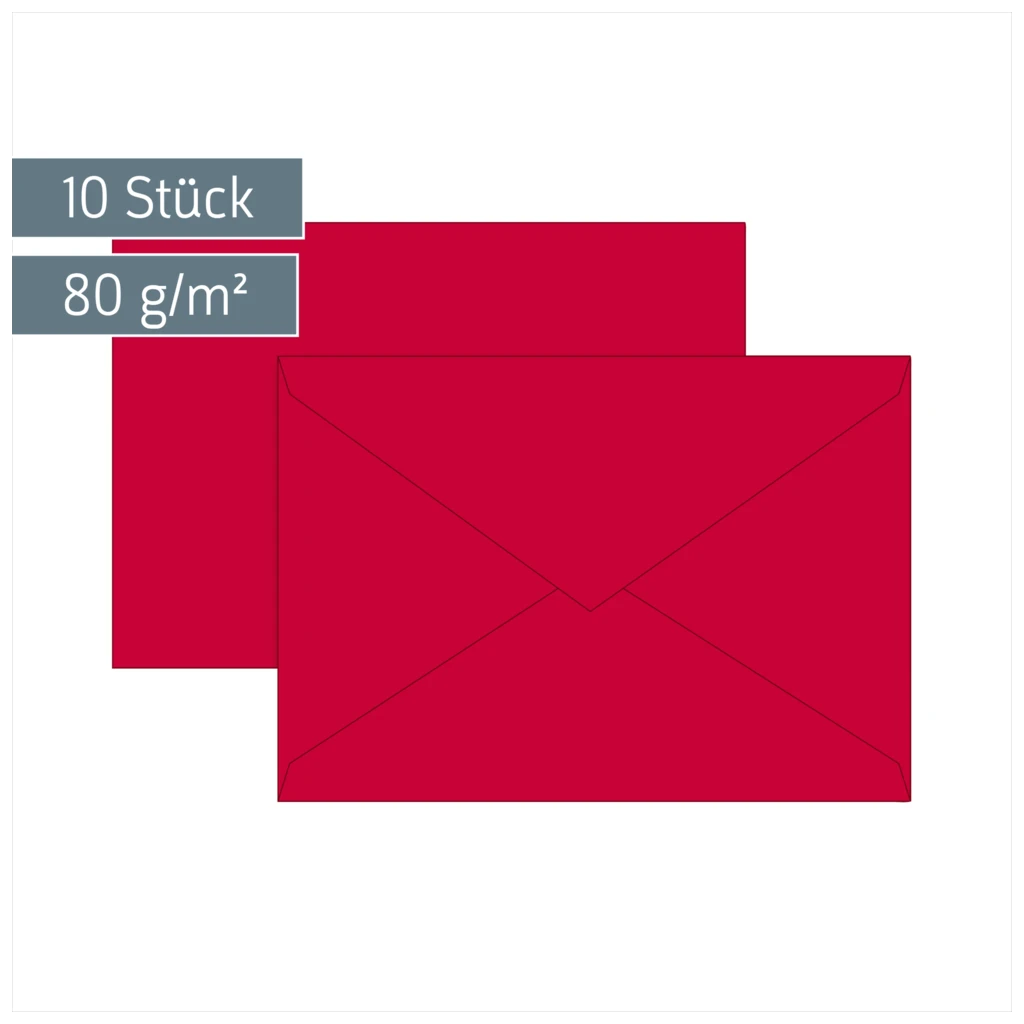 Briefumschläge Universalpapier | B6, 80 g/m², mittelrot, 10 Stück