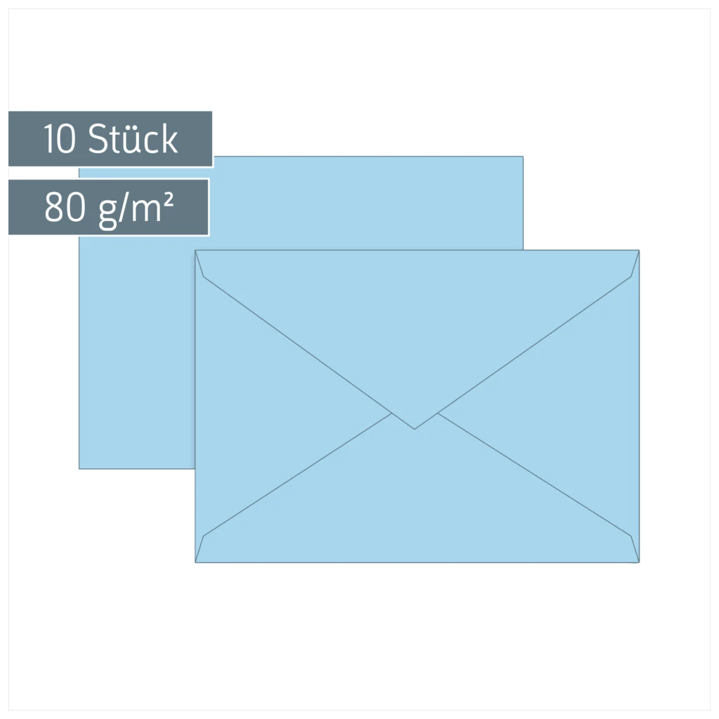 Briefumschläge Universalpapier | B6, 80 g/m², hellblau, 10 Stück