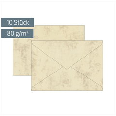 Briefumschläge Universalpapier Marmor | C6, 80 g/m², chamois, 10 Stück