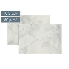 Briefumschläge Universalpapier Marmor | C6, 80 g/m², grau, 10 Stück