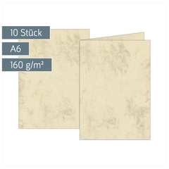 Klappkarten Universalpapier Marmor | A6, 160 g/m², chamois, 10 Stück
