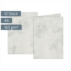 Klappkarten Universalpapier Marmor | A6, 160 g/m², grau, 10 Stück