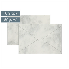 Briefumschläge Universalpapier Marmor | C5, 80 g/m², grau, 10 Stück
