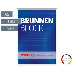 Briefblock „BRUNNEN Block“ | A5, liniert, 50 Blatt, blau