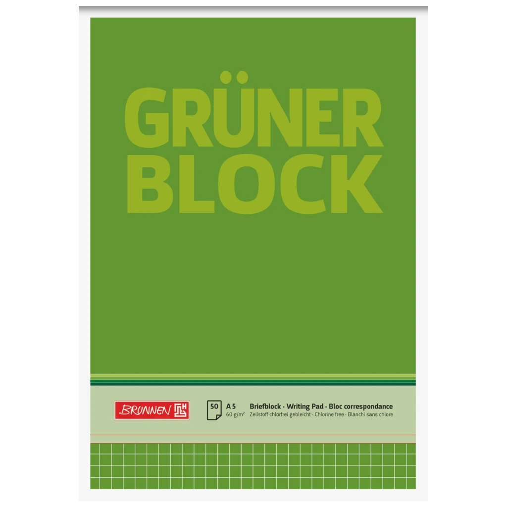 Briefblock „Grüner Block“ | A5, Lineatur 5, 50 Blatt, grün