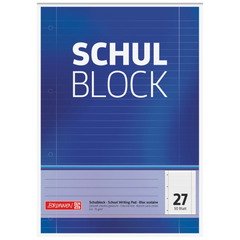 Schulblock gelocht | A4, Lineatur 27, 50 Blatt, blau