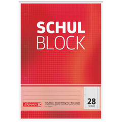 Schulblock gelocht | A4, Lineatur 28, 50 Blatt, rot