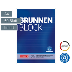 Briefblock „BRUNNEN-Block“ Recycling | A4, Lineatur 21, 50 Blatt, blau