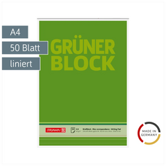 Briefblock „Grüner Block“ | A4, Lineatur 21, 50 Blatt, grün