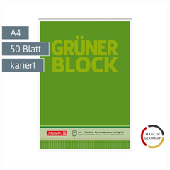 Briefblock „Grüner Block“ | A4, Lineatur 22, 50 Blatt, grün