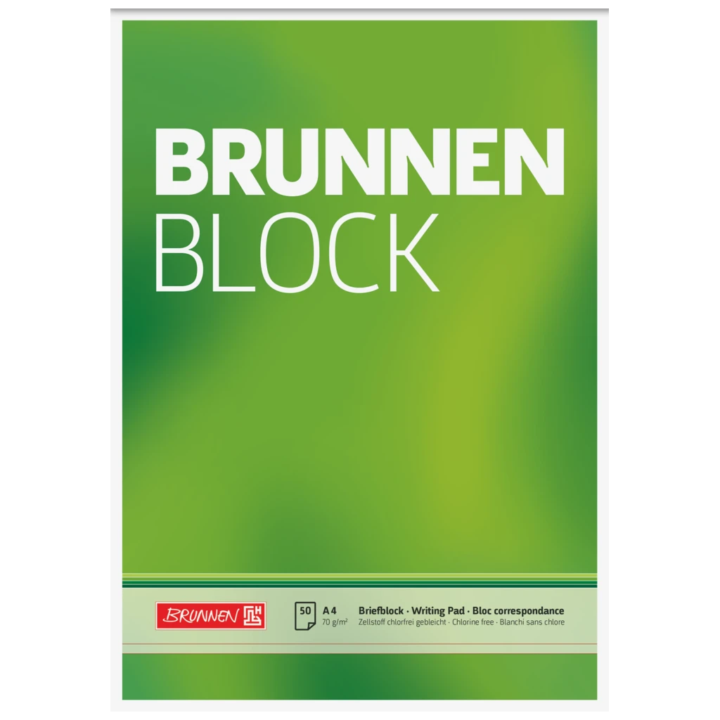 Briefblock „BRUNNEN-Block“ | A4, Lineatur 20, 50 Blatt, grün