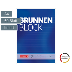Briefblock „BRUNNEN Block“ | A4, Lineatur 21, 50 Blatt, blau