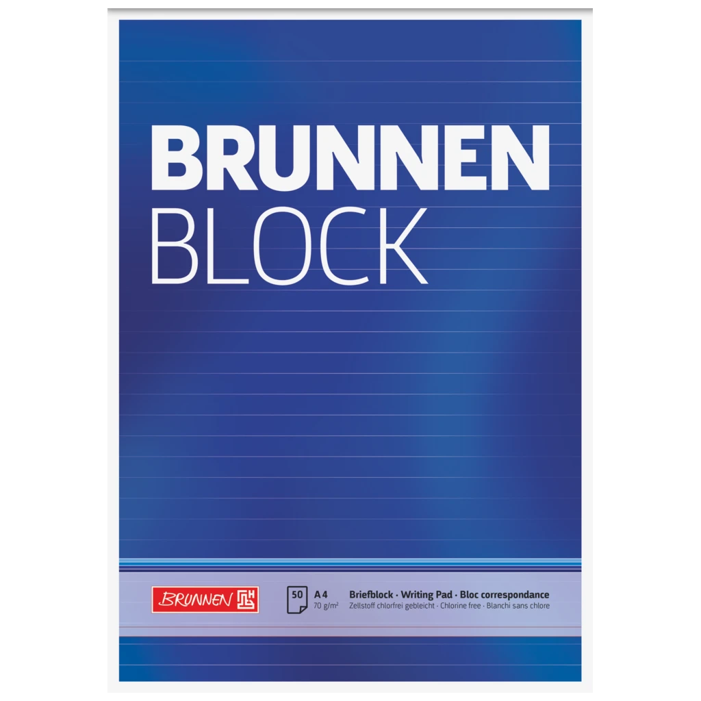 Briefblock „BRUNNEN-Block“ | A4, Lineatur 21, 50 Blatt, blau