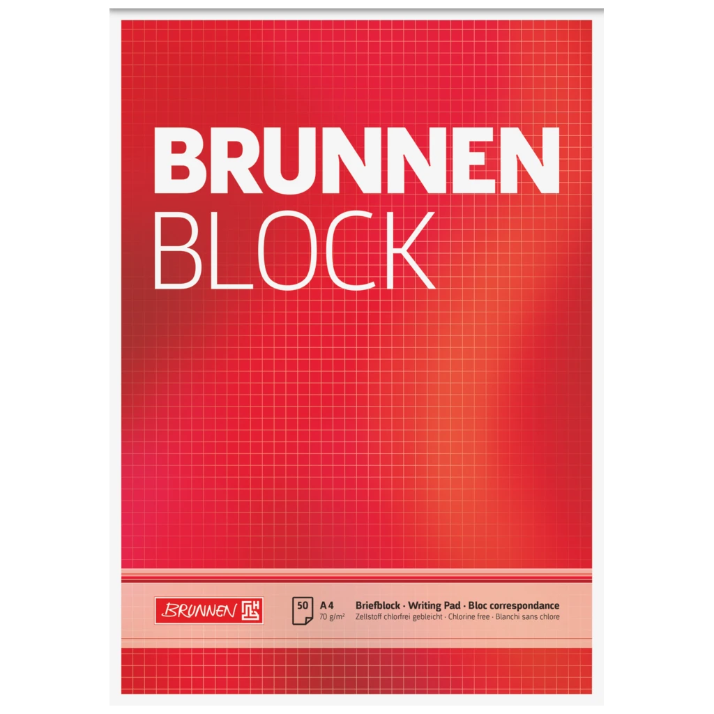 Briefblock „BRUNNEN-Block“ | A4, Lineatur 22, 50 Blatt, rot