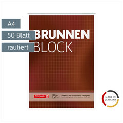 Briefblock „BRUNNEN Block“ | A4, Lineatur 23, 50 Blatt, braun