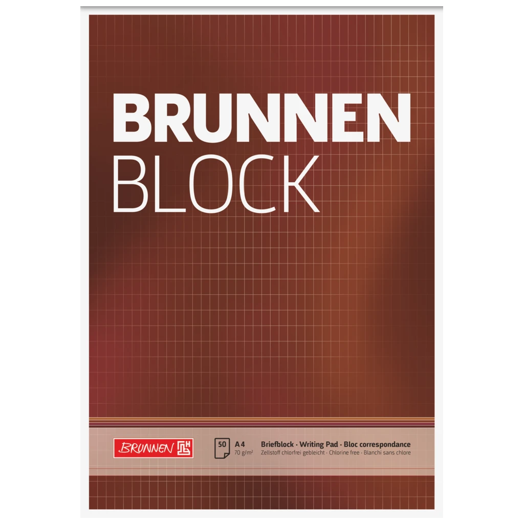 Briefblock „BRUNNEN-Block“ | A4, Lineatur 23, 50 Blatt, braun