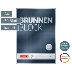 Briefblock Premium „BRUNNEN-Block“ | A4, Lineatur 22, 50 Blatt, blau