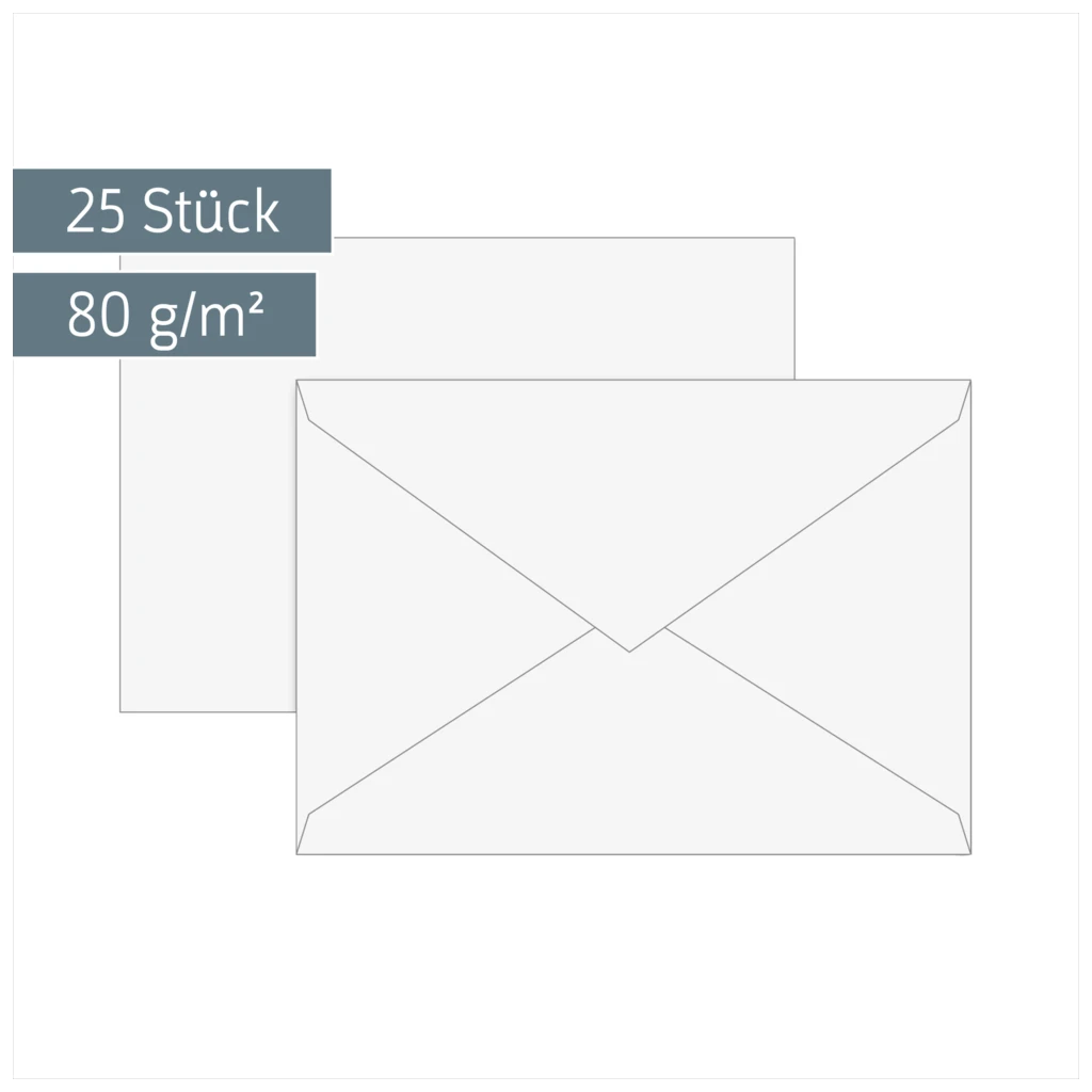 Briefumschläge MK-Papier | C6, 80 g/m², weiß, 25 Stück