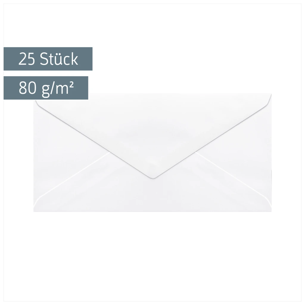 Briefumschläge MK-Papier | DIN lang, 80 g/m², weiß, 25 Stück