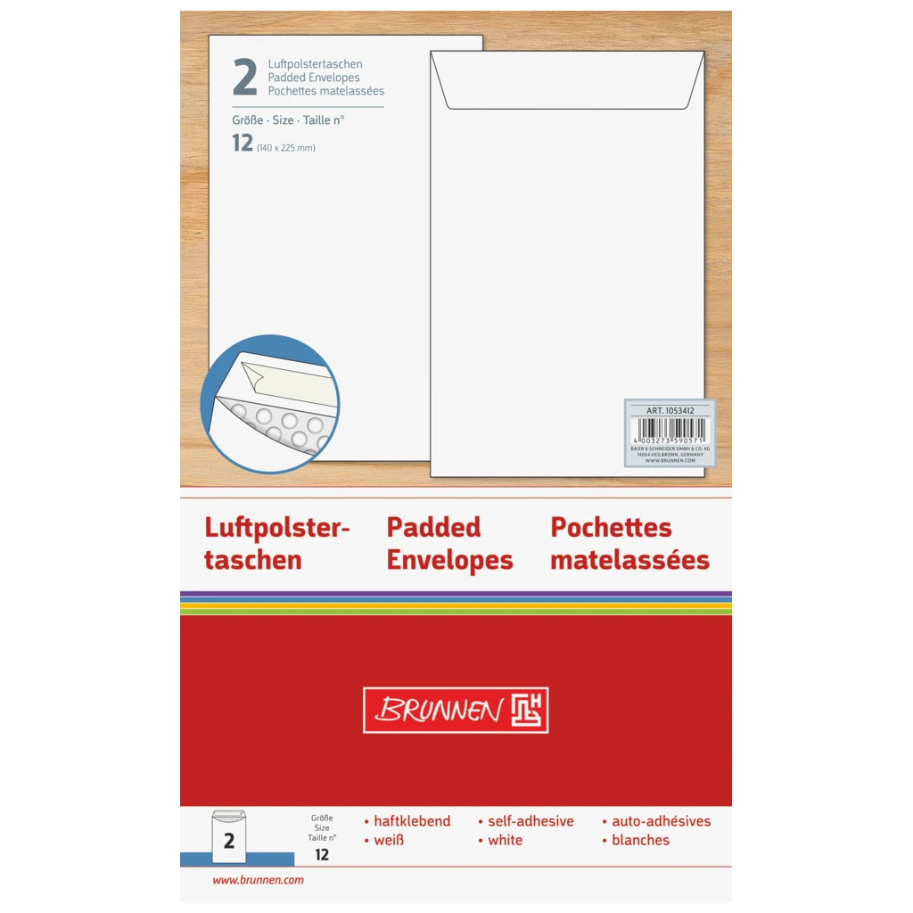 Luftpolstertaschen | 140×225 mm, 12, 75 g/m², weiß, 2 Stück