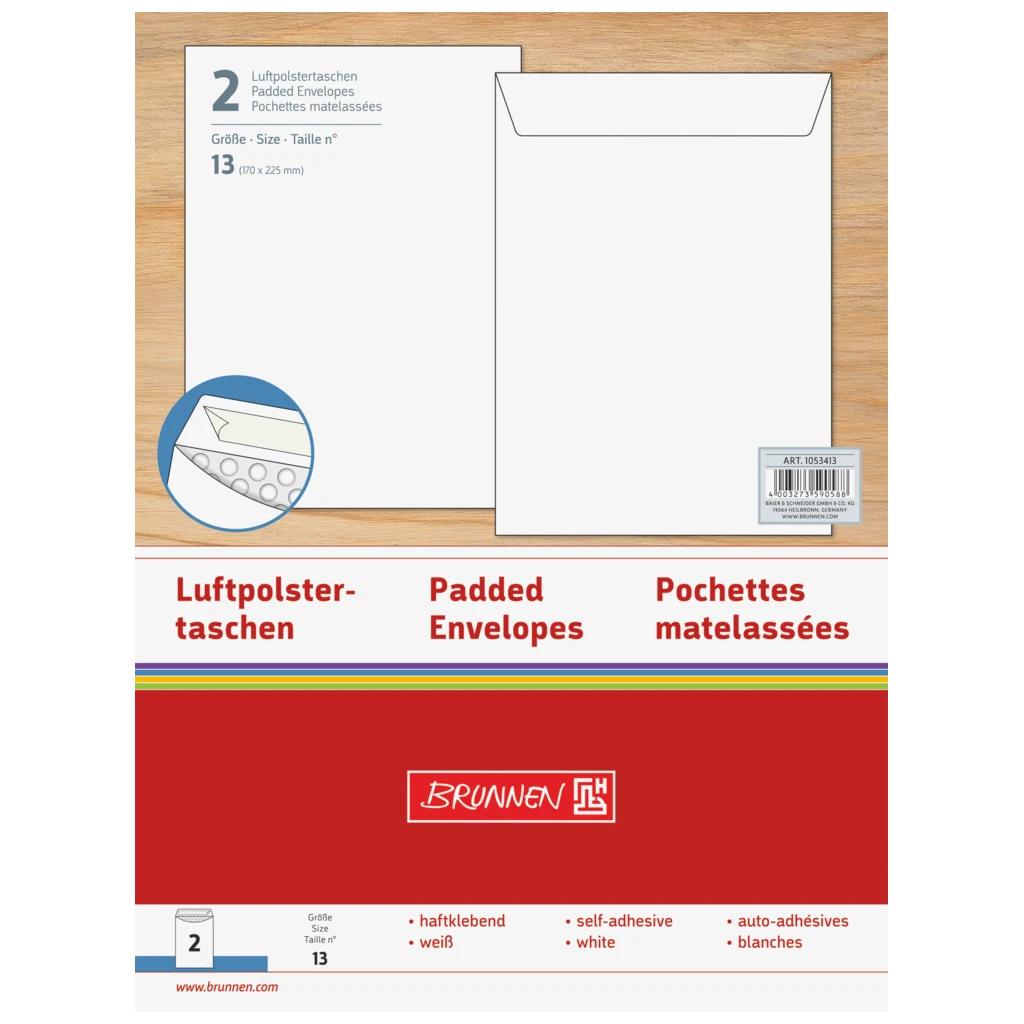 Luftpolstertaschen | 170×225 mm, 13, 75 g/m², weiß, 2 Stück