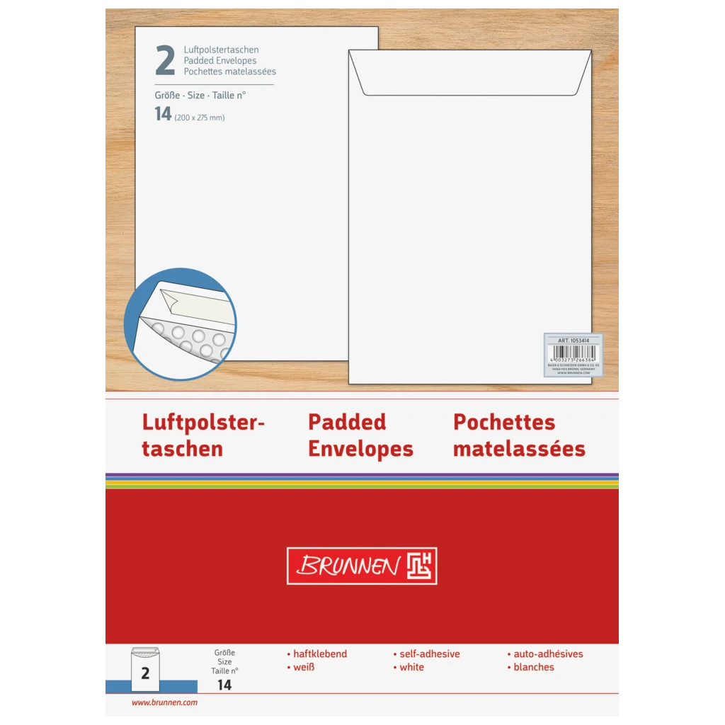 Luftpolstertaschen | 200×275 mm, 14, 75 g/m², weiß, 2 Stück