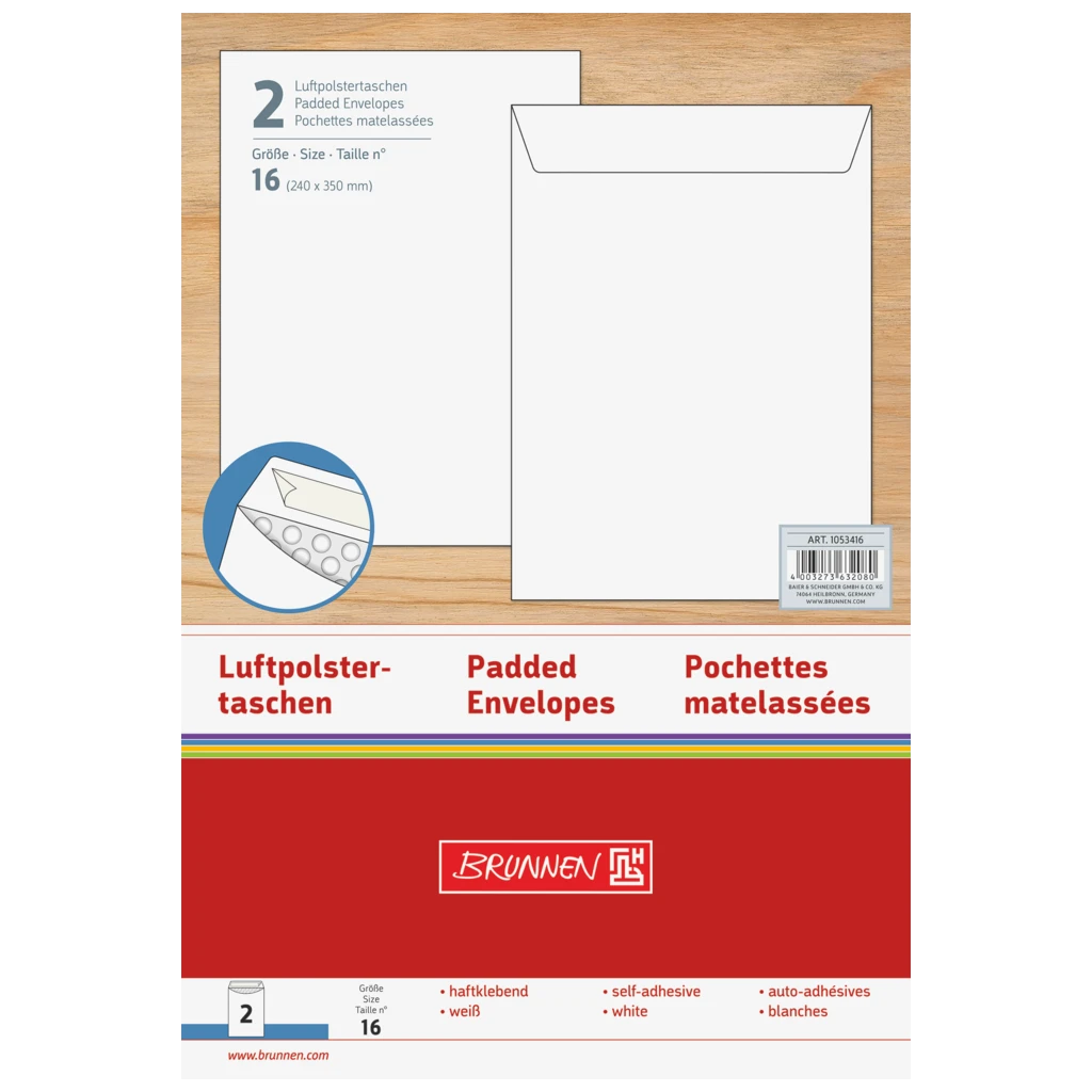 Luftpolstertaschen | 240×350 mm, 16, 75 g/m², weiß, 2 Stück