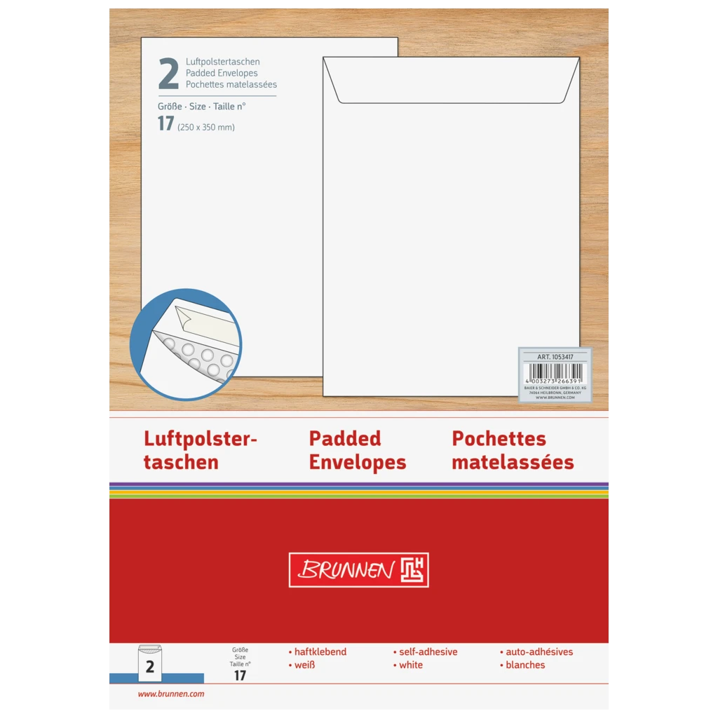 Luftpolstertaschen | 250×350 mm, 17, 75 g/m², weiß, 2 Stück