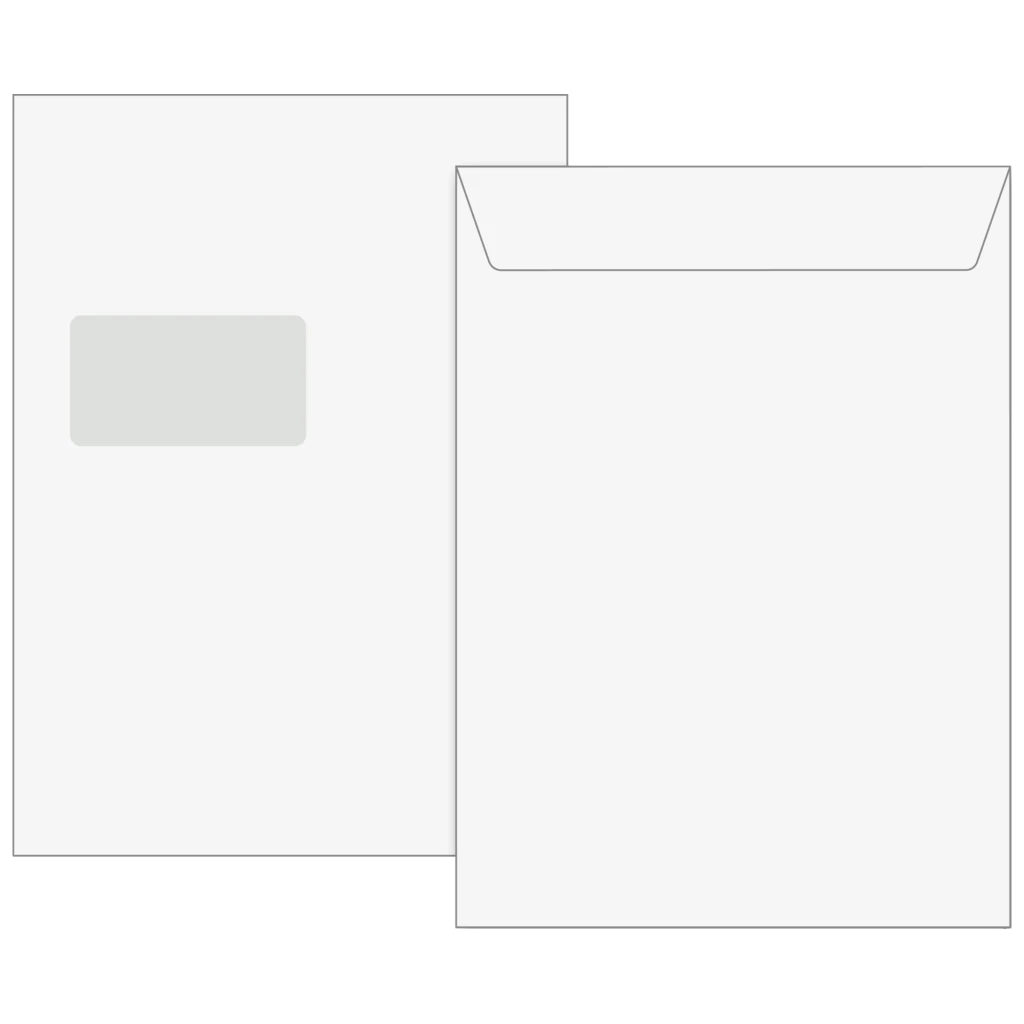Versandtaschen mit Fenster | 229×324 mm, C4, 120 g/m², weiß, 5 Stück