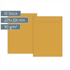 Versandtaschen | 229×324 mm, C4, 90 g/m², braun, 10 Stück