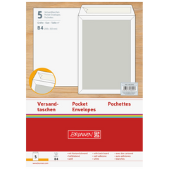 Versandtaschen mit Kartonrückwand | 250×353 mm, B4, 120 g/m², weiß, 5 Stück