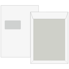 Versandtaschen mit Kartonrückwand | 229×324 mm, C4, 120 g/m², weiß, 5 Stück