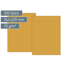 Versandtaschen | 162×229 mm, C5, 70 g/m², braun, 100 Stück