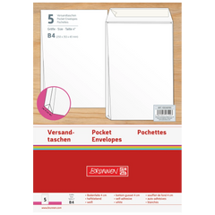 Versandtaschen mit Faltboden | 250 mm, B4, 120 g/m², weiß, 5 Stück
