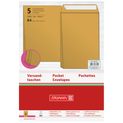 Versandtaschen mit Faltboden | 250×353 mm, B4, 130 g/m², braun, 5 Stück