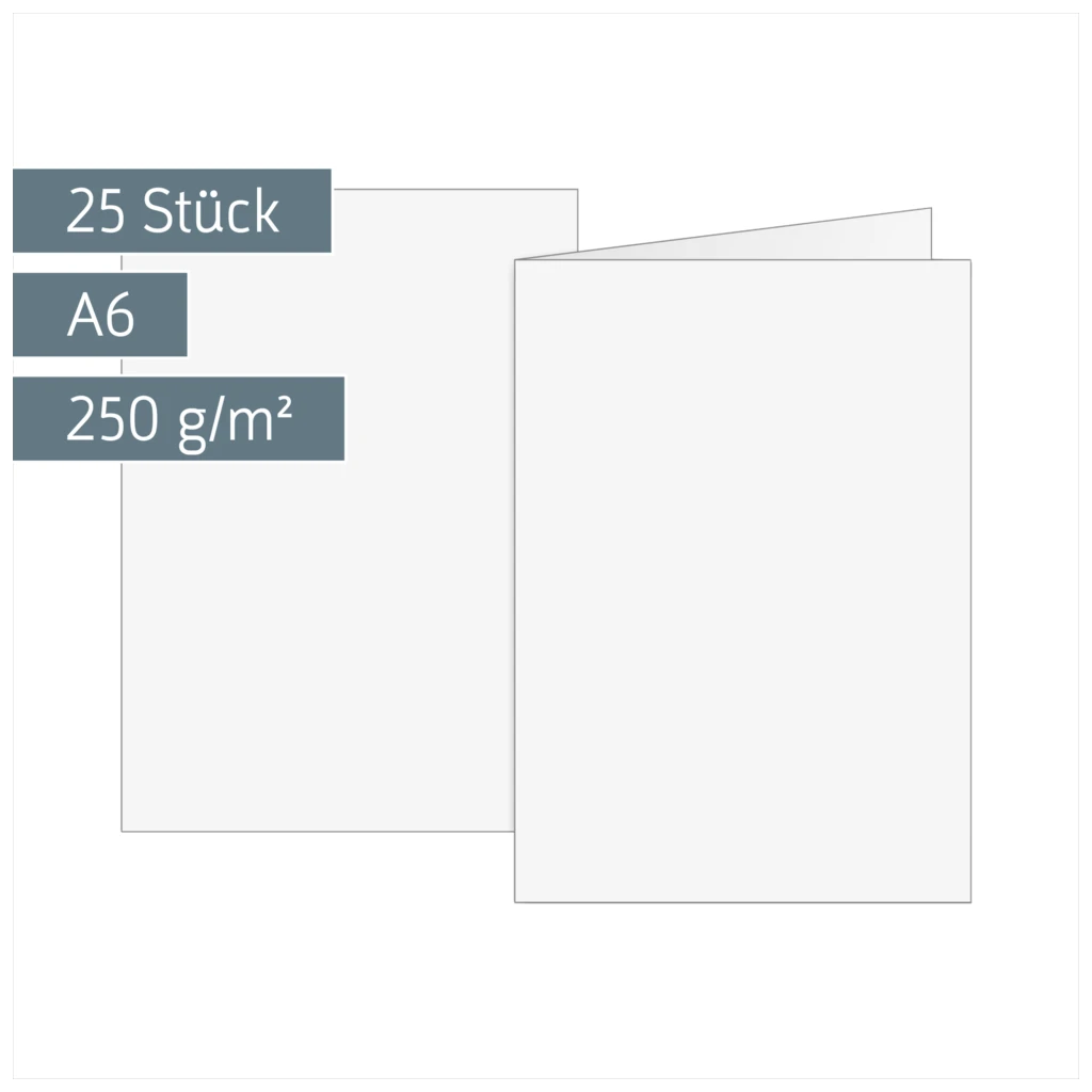 Brief- und Bastelkarten | A6, 105×148 mm, 250 g/m², weiß, 25 Stück