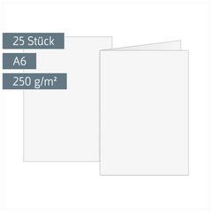 Brief- und Bastelkarten | A6, 105×148 mm, 250 g/m², weiß, 25 Stück
