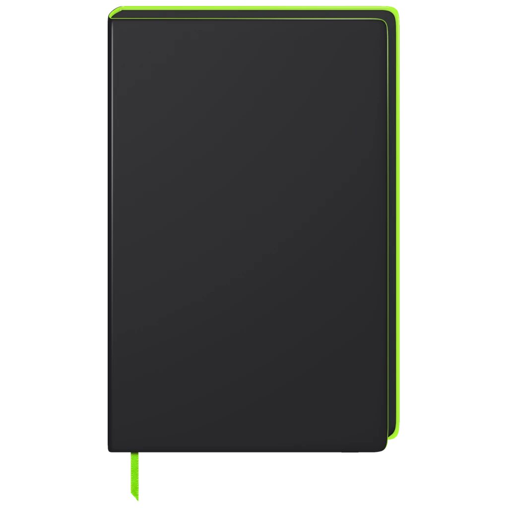 Notizbuch Premium Flexibook „Neon“ | A5, punktiert, neongrün/schwarz
