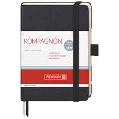 Notizbuch Kompagnon Klassik | A6, liniert, Gummizugverschluss, schwarz